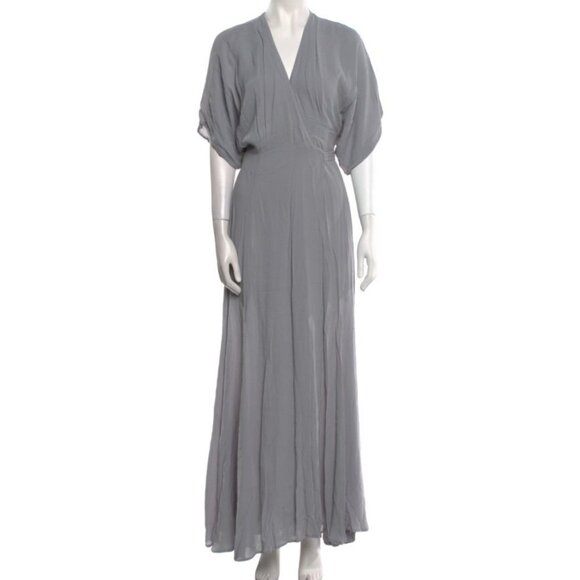 Reformation Winslow Wrap Maxi Dress Fog Gray Size S Kimono Sleeve Boho Long Gown - Picture 13 of 16